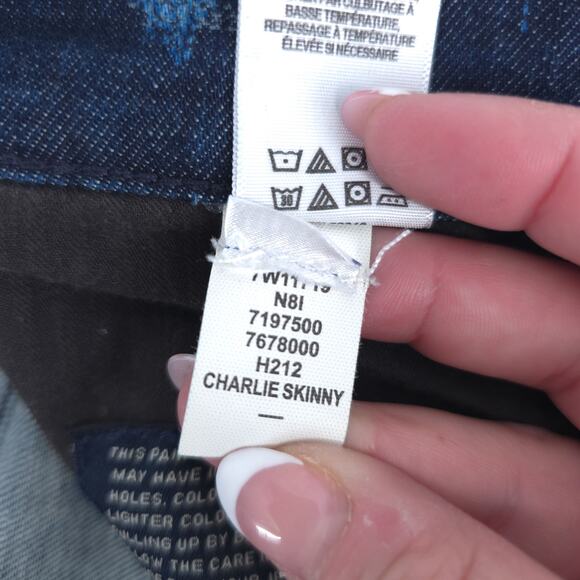 Lucky Brand SW Aztec Boho Chic Maximalist Charlie Skinny Ikat Mid Rise Dark 6/28 - Picture 9 of 14